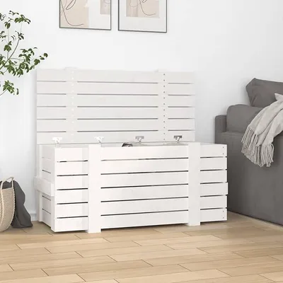 Produktbild von Truhe Weiß 91x40,5x42 cm Massivholz Kiefer Sitzbank Mit Stauraum, Wäschetruhe, Spielzeugkiste, Aufbewahrungstruhe, Aufbewahrung, Jugendzimmer Möbel, Truhenbank Mit Stauraum - 824999