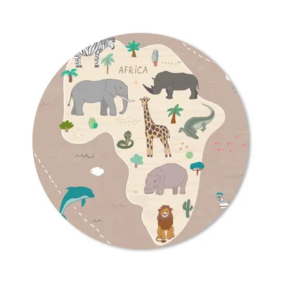 Produktbild von MuchoWow® Mauspad Mousepad Tiere - Weltkarte - Kinder - Afrika - Jungen - Mädchen 20x20 cm - Mousepads - Maus Mat - Pad - Mausunterlage - Schreibtischmatte