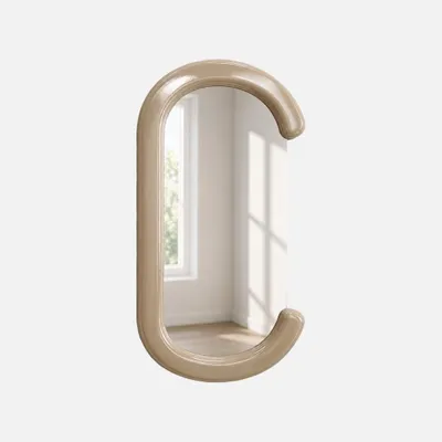 Produktbild von sweeek - Ovaler Spiegel mit Holzdekor 91 cm - Ecru
