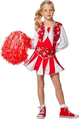 Produktbild von W3182-A-128 rot-weiß Kinder Mädchen Cheerleader Tänzer Trikot Kostüm Gr.128