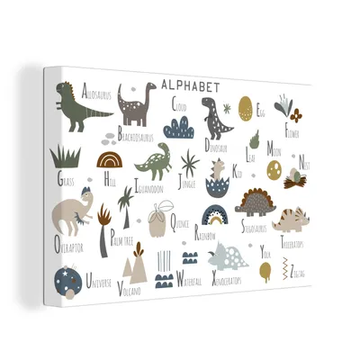 Produktbild von OneMillionCanvasses® - Leinwandbilder - 150x100 cm, Kinderzimmer - Buchstaben - Dinosaurier - Jungen - Mädchen - Kinder, Wandbilder Kunstdruck Wanddekoration