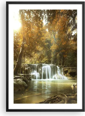 Produktbild von Gerahmtes Poster - Schwarzer Rahmen - Park Wasserfall Wasser - 50x70 cm - Wand Bild - Wanddeko - Wandbilder - Kunstposter - Wandposter - Bilderrahmen - Bilder - Kunstdruck - Wandbild - P2BPA50x70-3789