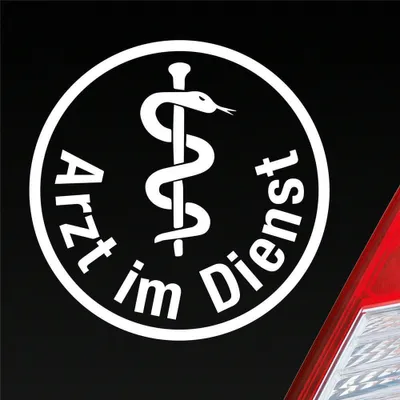 Produktbild von Auto Aufkleber Arzt im Dienst Medizin Rettungsgasse KFZ 10x10 cm Weiss Glanz Sticker Heckscheibenaufkleber