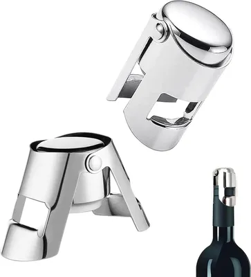 Produktbild von 2 Stück Champagnerverschlüsse aus Edelstahl - Flaschenverschluss für Weinsammlung