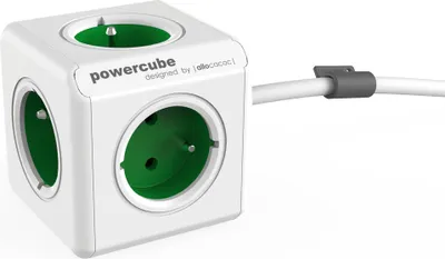 Image de ALLOCACOC Allocacoc PowerCube Extended Extension d'alimentation de type E 1,5 m 5 prise(s) CA Intérieur Vert