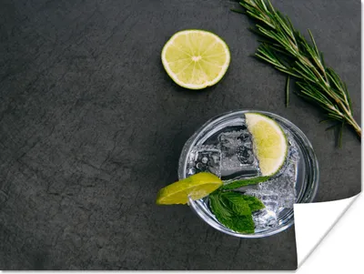 Produktbild von MuchoWow® Poster Cocktail - Glas - Zitrone 120x90 cm - Wandbild