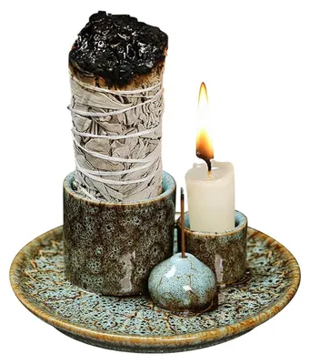 Imagen del producto de Conjunto de recipientes cerámicos artesanales para quemar incienso, ideales para la meditación