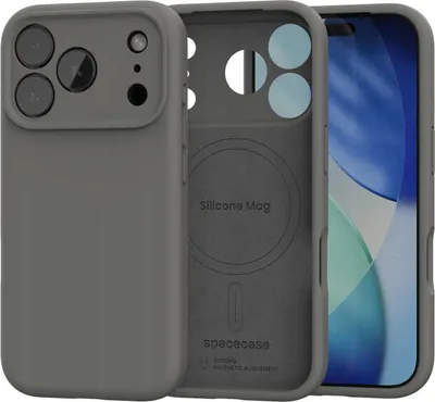 Obrázek produktu pro Silikonové magnetické pouzdro s MagSafe SPACECASE Silicone Mag do iPhone 17 Pro Šedá
