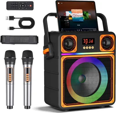 Imagen del producto de Altavoz portátil - Máquina de karaoke - Reproductor de música - Sonido estéreo HD - 319 kg - Negro
