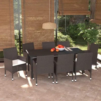 Image de Maison Exclusive - Ensemble de salon de jardin 9 pièces avec coussins, en rotin synthétique marron