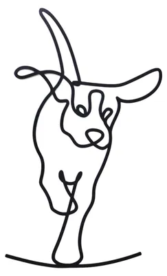 Metallene Hund-Wanddekoration, minimalistische Linienkunst, schwarz