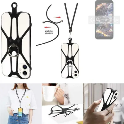 Produktbild von K-S-Trade 3in1 Handykette Handyband Handykordel Halsband Smartphone-Ring Handy-Ring kompatibel mit Doogee X97 Pro Fingerhalterung Handyring