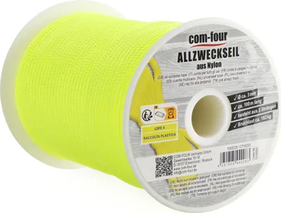 Produktbild von COM-FOUR® Paracord Schnur Ø 3mm, 100m - Seil mit 3 Kern Strängen für Boot, Camping, Outdoor - Nylonseil mit 192kg Tragkraft - Zeltseil, Abspannseil, Allzweckseil
