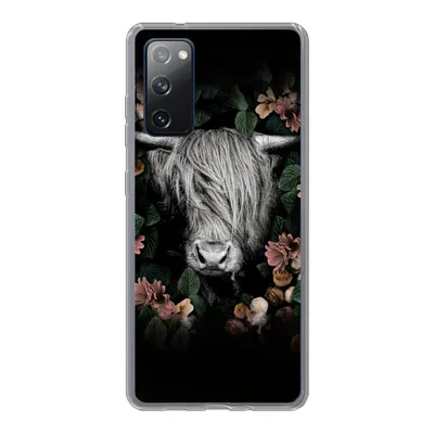 Produktbild von MuchoWow® Handyhülle Schutzhülle Hülle für Samsung Galaxy S20 FE Schottischer Highlander - Blumen - Rosa Silikon Softcase Handy Hülle - Abdeckung