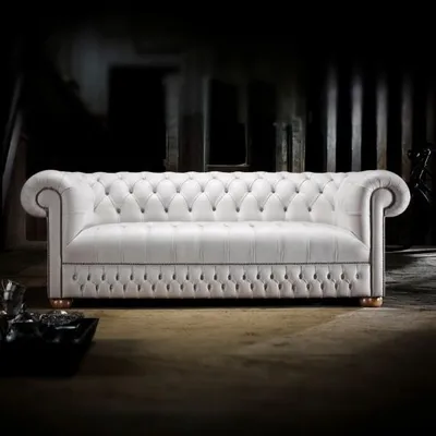 Immagine prodotto di Chesterfield Couch Polster Weiße Leder Sofa Polster Couchen Weiß Sofas Garnitur
