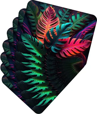 Obrázek produktu pro Sada 8 kusů prostírání 40x30 cm Tropical Leaves 1 prostírání Omyvatelné - žáruvzdorný korkový podklad odolává teplotám do 100 °C