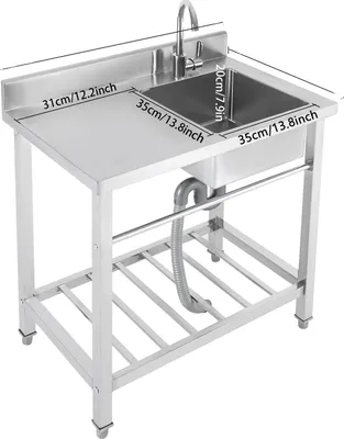 Obrázek produktu pro Užitkové umyvadlo, nerezová ocel, volně stojící design, stříbrná barva