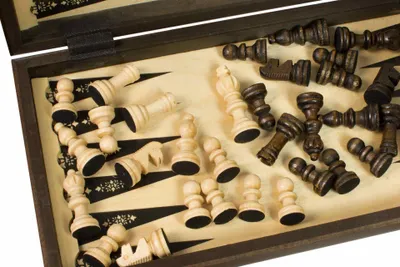 Image de ensemble 3-en-1 (40x40cm) Schach + Dame + Backgammon