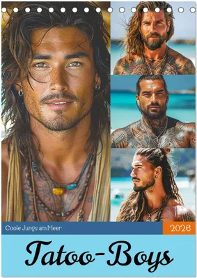 Produktbild von Tattoo-Boys. Coole Jungs am Meer (Tischkalender 2026 DIN A5 hoch), CALVENDO Monatskalender