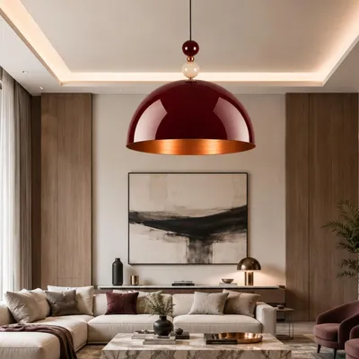 Produktbild von Opviq, Moderne Pendelleuchte, Burgunder, Ø60 H:30 cm, E27, 40W, Metallkörper