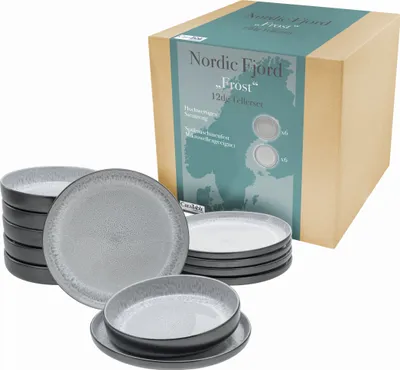 Produktbild von CreaTable, 21520, Nordic Fjord Frost, Tellerset 12-tlg, Steinzeug