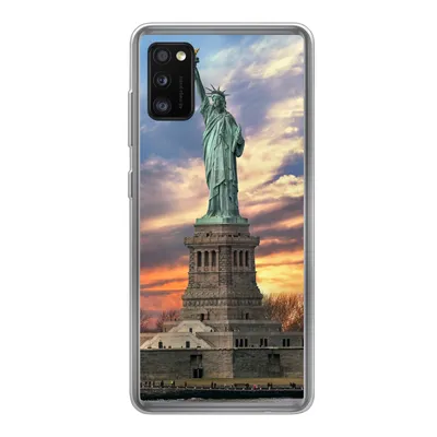 Produktbild von MuchoWow® Handyhülle Schutzhülle Hülle für Samsung Galaxy A41 Freiheitsstatue in New York bei Sonnenuntergang Silikon Softcase Handy Hülle - Mobiltelefon