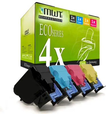 Produktbild von 4 Mehrwegtoner kompatible Lasertoner ersetzt Konica Minolta TNP18 A0X5150 TNP18K A0X5450 TNP18C A0X5350 TNP18M A0X5250 TNP18Y Mehrfarbig