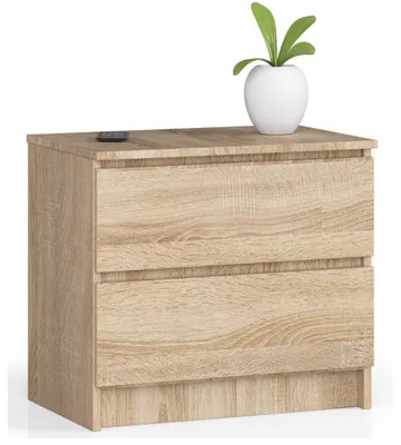Image de Commode avec deux tiroirs, 60x40x55cm, salon, chambre à coucher, entrée, armoire, sideboard, highboard, beaucoup d'espace de rangement, sonoma