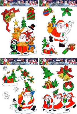 Produktbild von WEIHNACHTS FENSTERAUFKLEBER MIT WEIHNACHTSMANN Set