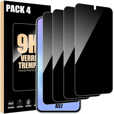 Image de 4 Verres Trempés Anti-Espion pour Samsung Galaxy A57 5G - Protection d'écran Anti-Rayures