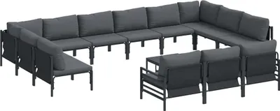 Image de vidaXL Ensemble de canapé de jardin avec coussins 14 pcs noir acier
