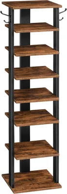 Produktbild von Schuhregal mit 8 Ebenen - Platzsparender Organizer für Schuhe und Accessoires in Vintage Braun-Schwarz