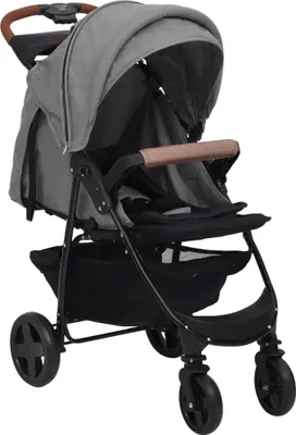 Produktbild von vidaXL 2-in-1 Kinderwagen Hellgrau Stahl