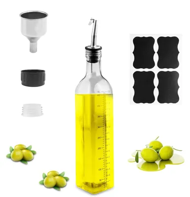 Ölflasche Glas 500 ml, Essig-Öl-Spender, transparent, mit Ausgießer