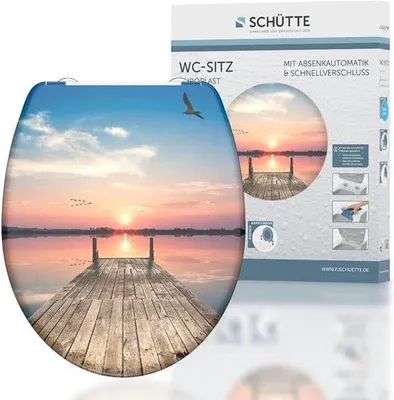 Produktbild von Famanu WC-Sitz Sunset Sky mit Softclose – Duroplast, Toilettendeckel mit Motiv
