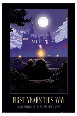 Produktbild von Harry Potter - "First Years This Way" Maxi-Poster PM13620 (91,5 cm x 61 cm) (Schwarz/Violett/Bunt)