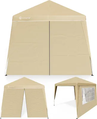 Image de CASARIA® Tonnelle de jardin 3x3m pliante POP-UP 2x parois latérales protection UV 50+ sac tente pliable imperméable pavillon festival fête Capri beige