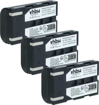 Produktbild von vhbw 3x Akku kompatibel mit Samsung SC-D6550, VP-D352i, SC-D557, VP-D352, VP-D351i, VP-D351, VP-D353 Videokamera Camcorder (600 mAh, 7,2 V, Li-Ion)