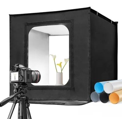Zdjęcie produktu dla Fotobox lightbox namiot oświetleniowy - 50 x 50 cm - 144 LED - 3000-7000 K - 5 teł