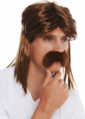 Produktbild von WIG ME UP Perücke Bart Vokuhila Proll 80er Braun SARL062-P6