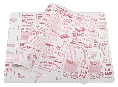 Produktbild von Backpapier in Zeitungsoptik - 100 Blatt fettdichtes Einschlagpapier - für Burger Fingerfood und Pommes - 25x25 cm