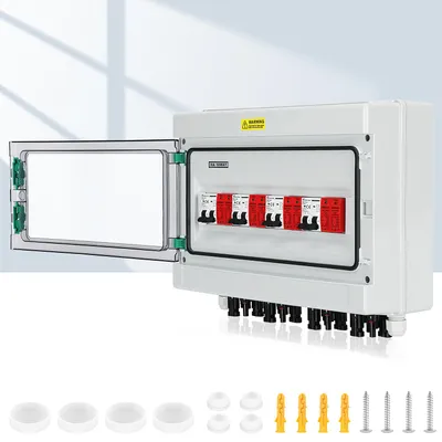 Produktbild von Peviasot Solar Anschlusskasten DC 4-Strings Überspannungsschutz PV 1000V 32A Photovoltaik IP65 Generatoranschlusskasten 18-Module Solarstecker PV-Anlage