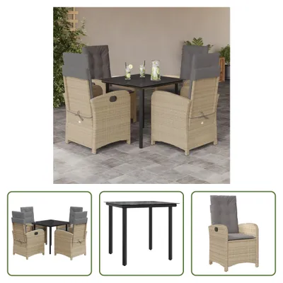 Produktbild von The Living Store 5-tlg. Garten-Essgruppe mit Kissen Beigemischung Poly Rattan