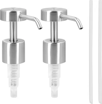 Produktbild von Navaris Seifenpumpe Dosierpumpe Pumpe aus Edelstahl - 2x Pumpkopf Aufsatz Pumpspender für Flaschen Glas - Seifenspenderaufsatz Set für Spender -