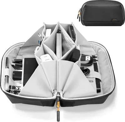 Produktbild von Kabelorganizer für Laptops und Gadgets, Organizer für Festplatten, USB-Sticks und SD-Karten, wasserdicht und reisgeeignet (schwarz)