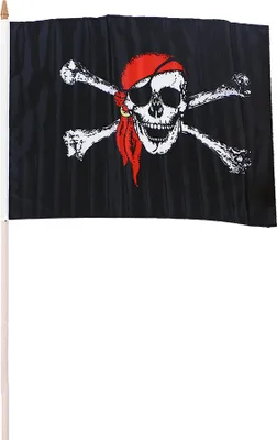 Produktbild von Piraten Flagge Fahne 47 x 30 cm - Stablänge ca. 62 cm