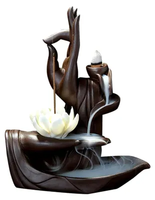Produktbild von Lotus Rückfluss-Räuchergefäß Wasserfall-Keramik-Räucherstäbchenhalter mit 120 Räucherkegeln