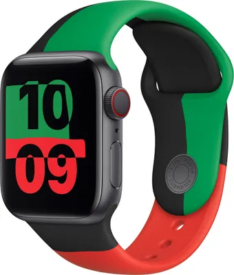 Produktbild von Apple MUQ53ZM/A, Band, Smartwatch, Schwarz, Grün, Rot, Apple, Apple Watch 38 mm, 40 mm, 41 mm, Fluor-Elastomer