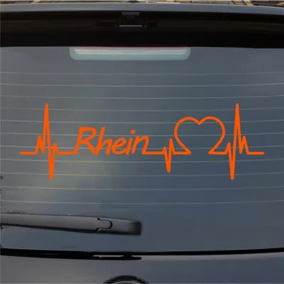 Produktbild von Heckscheibenaufkleber Rhein Herzschlag Puls Fluss Wasser Liebe 55x17 cm Orange Auto Aufkleber Sticker