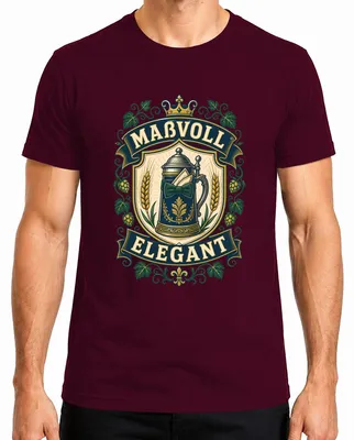 Imagen del producto de Camiseta elegante para , estilo tradicional alemán, para hombre, color burdeos, talla XXL. Incluye detalles como un vaso de cerveza y pantalones de cuero